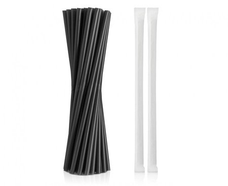 #ZSŁ Rurki (słomki) wielokrotnego użytku w bibułce, czarne, 7,5x240 mm/ 200 szt.