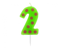 #SC15 Świeczka cyferka piker Grochy - 2, 6 cm KK