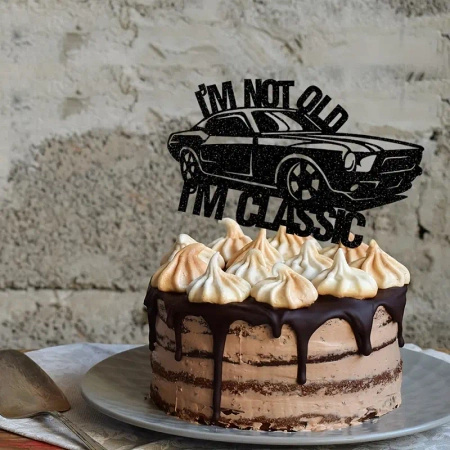 Topper na tort HAPPY BIRTHDAY AUTO I'M NOT OLD, I'M CLASSIC