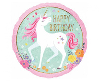 #BFK Balon foliowy 18" CIR Happy Birthday - Holo Magical Unicorn, zapakowany