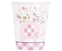 #ZKU Kubeczki papierowe  Floral Elephant, różowe, 8 szt. KK