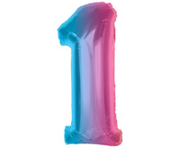 #BFC34 Balon foliowy Smart, cyfra 1, tęczowa, 92 cm AA