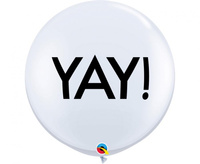 #BL Balon QL 36 cali RND  z nadr. Yay!, biały, 2 szt. KK