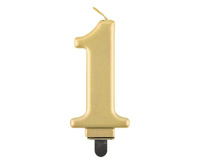 #SC11 Świeczka B&C cyferka 1, metalik złota, 8,0 cm