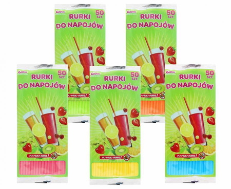 #ZSŁ Rurki (słomki) łamane wielokrotnego użytku, różne kolory 5x210mm/ 50 szt.