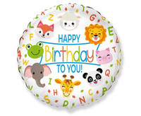 #BFK Balon foliowy 18" FX - Happy Birthday, zwierzątka, niepakowany