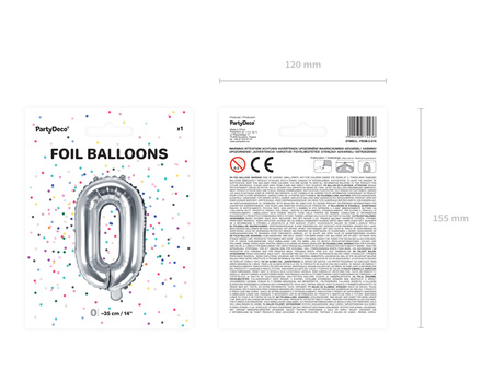 Balon foliowy Litera ''O'', 35cm, srebrny