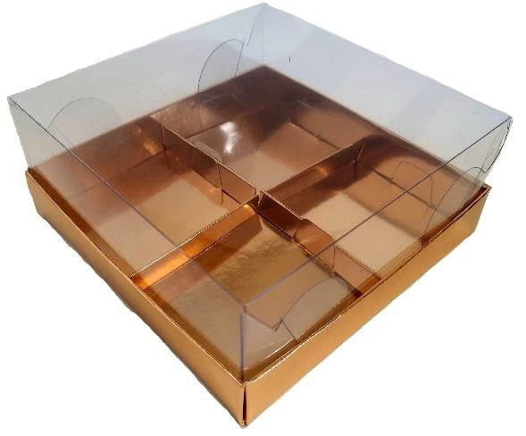 Złote opakowanie na monoporcje z przezroczystą pokrywką i wkładką