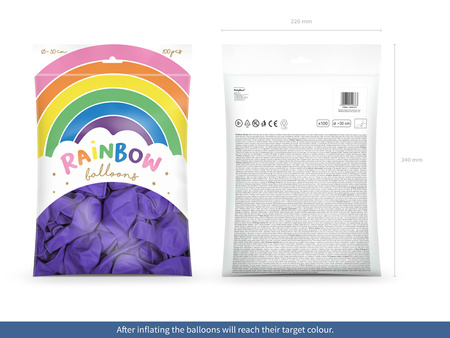 Balony Rainbow 30cm pastelowe, fiolet (1 op. / 100 szt.)