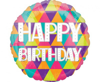 #BFK Balon foliowy 18" CIR - Colorful Triangles Birthday