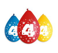 #BL Balony 12" z nadr. "4", pastel mix / 5 szt. (wiszące) KK