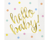 #ZSE Serwetki papierowe Hello Baby, złote, rozm. 33x33 cm, 16 szt. KK