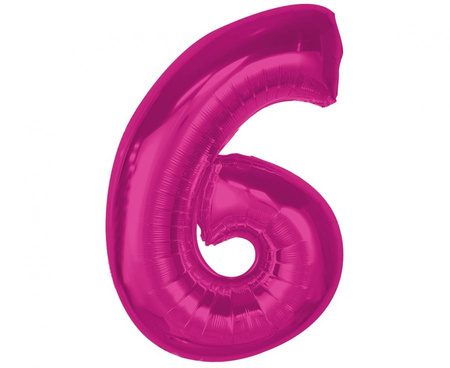 #BFC36 Balon foliowy Smart, cyfra 6, różowa, 92 cm