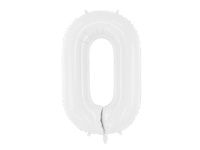Balon foliowy Cyfra ''0'', 86 cm, biały Party Deco