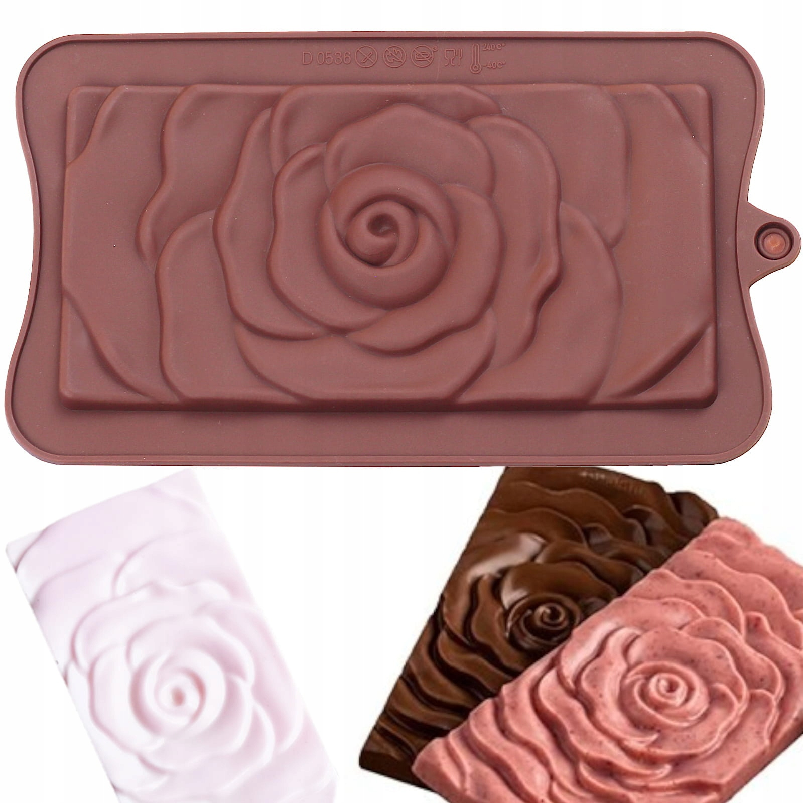 Forma silikonowa do czekolady RÓŻA – widok z góry na wzór róży