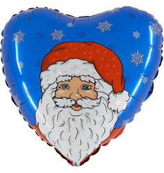 Balon Foliowy Św. Mikołaj, serce, niebieskie, 46cm, Grabo