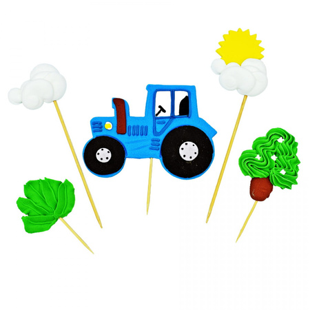 Figurka cukrowa dekoracja n tort TRAKTOR 2D topperki zestaw Slado