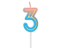 #SC22 Świeczka cyferka B&C Neon 3, 44x27x12mm, 1 szt.