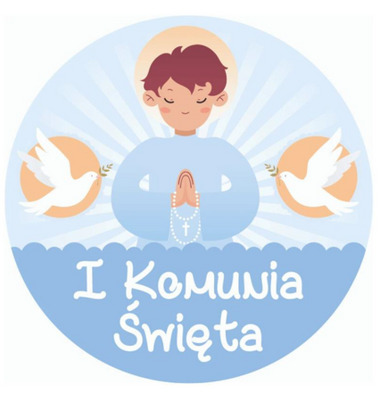 Wydruk jadalny opłatek na tort KOMUNIA śr. 20 cm wz. C