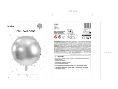 Balon foliowy Happy New Year, 45 cm, czarny