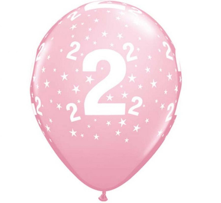 #BL Balon QL 11" z nadr. "2", pastel różowy / 6 szt. KK