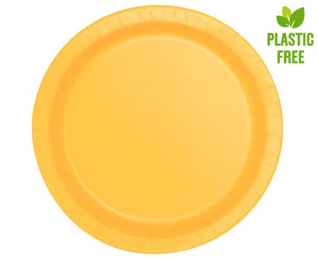 #ZTA Talerzyki papierowe, żółte, 23 cm, 8 szt. (plastic-free) kk
