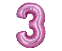 #BFC26 Balon foliowy B&C, Cyfra 3, satynowa różowa, 76 cm