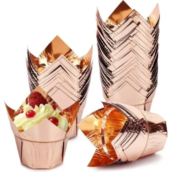 Papilotki do muffinek TULIPANY SZMPAŃSKIE ZŁOTO 50 szt.