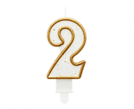 #SC2 Świeczka B&C cyferka "2", złoty kontur, 6,5 cm
