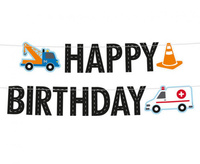 #DEGI Girlanda papierowa Happy Birthday On The Road, 180x15 cm