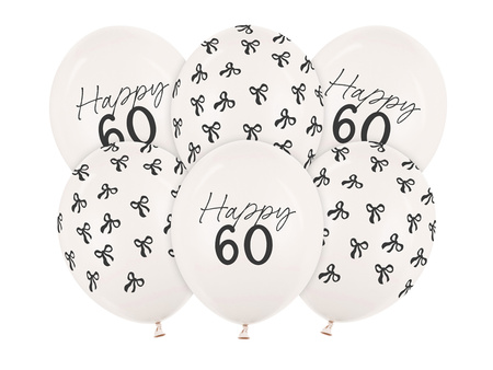 Balony 30 cm, Happy Birthday, mix beżowy (1 op. / 6 szt.)