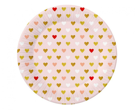 #ZTA_GD Talerzyki papierowe Kolekcja XOXO (różowe), 18 cm/ 6 szt.