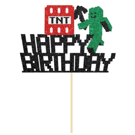 Papierowy topper na tort HAPPY BIRTHDAY MINECRAFT
