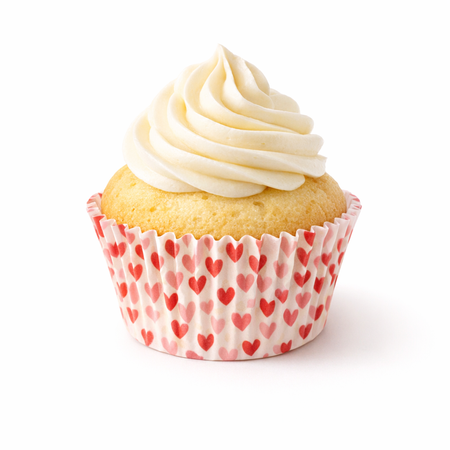 Papierowe papilotki białe w czerwono różowe SERDUSZKA 50x30 mm 50 szt.