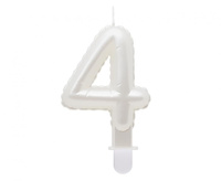 #SC6 Świeczka B&C cyferka 4, perłowa biała, 7 cm KK