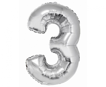 #BFC28 Balon foliowy Smart, Cyfra 3, srebrna, 76 cm
