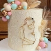 Linearny decor topper na bok tortu KOBIETA W CIĄŻY BABY SHOWER 