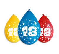 #BL Balony 12" z nadr. "18", pastel mix / 5 szt. (wiszące) KK