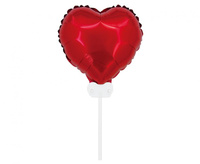 #BFK Balon foliowy "Serce", 11" czerwone, z patyczkiem i zaworem AA