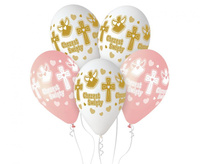 #BL Balony Premium Hel Chrzest dziewczynki, 13 cali/ 5 szt.