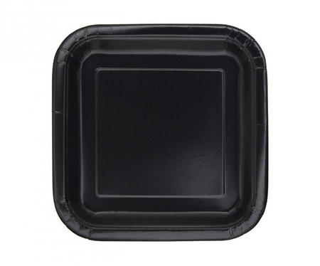 Talerzyki papierowe, czarne, 18 cm, kwadratowe, 16 szt.