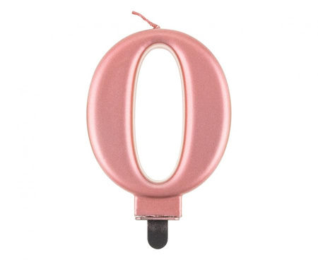 #SC10 Świeczka B&C cyferka 0, metalik różowo-złota, 9 cm