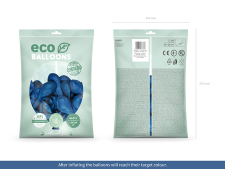 Balony Eco 26cm metalizowane, jasny niebieski (1 op. / 100 szt.)