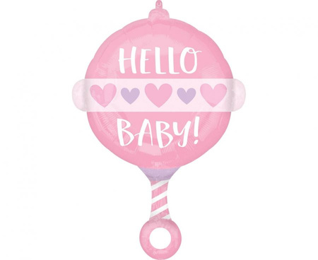 #BFK Balon foliowy CIR Hello Baby, różowy, 43x60 cm, zapakowany