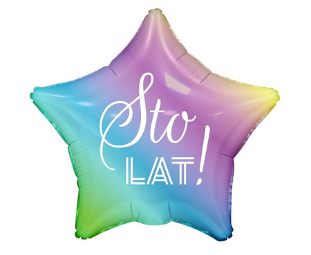 #BFK Balon foliowy Sto Lat, gwiazda gradient, nadruk biały, 19 cali