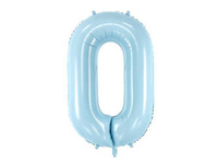 Balon foliowy Cyfra ''0'', 86cm, jasny niebieski Party Deco