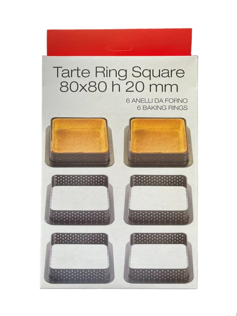 Kwadratowe ranty perforowane do tartaletek 80x80 mm – komplet 6 sztuk