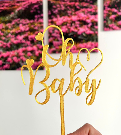 Topper na tort OH BABY 15x10 cm Gender reval Baby Shower