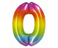 #BFC30 Balon foliowy Smart, Cyfra 0, tęczowa, 76 cm