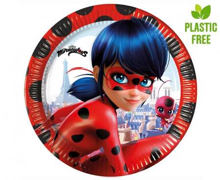 #ZTA Talerzyki papierowe Miraculous Ladybug (ZAG), next generation, 23cm, 8 szt. (plastic-free)